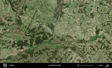 Ostrowski İlçesi. Polonya 'nın idari bölgesinde B uydusu görüntüleri