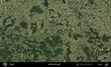 Ostrowski İlçesi. Polonya 'nın idari bölgesinde B uydusu görüntüleri
