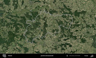 Ostrzeszowski İlçesi. Polonya 'nın idari bölgesi B uydusundan alınan görüntülerle özetlendi