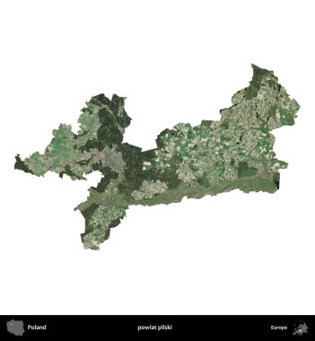 Pilski İlçesi. Polonya 'nın idari bölgesi B uydusundaki görüntülerde beyazla izole edildi