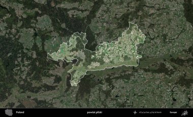 Pilski İlçesi. Polonya 'nın idari alanı, koyu renkli bir B uydusu görüntüsüyle vurgulandı ve özetlendi