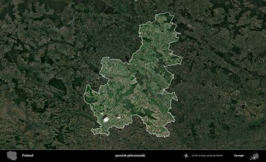 Pinczowski İlçesi. Polonya 'nın idari alanı, koyu renkli bir B uydusu görüntüsüyle vurgulandı ve özetlendi