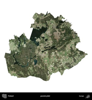 Piski İlçesi. Polonya 'nın idari bölgesi B uydusundaki görüntülerde beyazla izole edildi