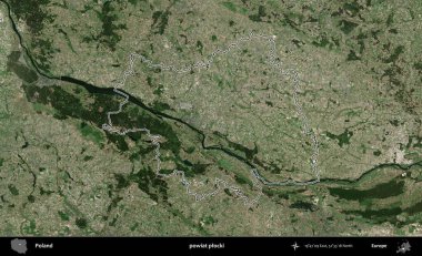 Plocki İlçesi. Polonya 'nın idari bölgesi B uydusundan alınan görüntülerle özetlendi