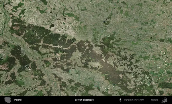 Bilgorajski İlçesi. Polonya 'nın idari bölgesinde B uydusu görüntüleri
