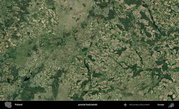 Koscianski İlçesi. Polonya 'nın idari bölgesinde B uydusu görüntüleri