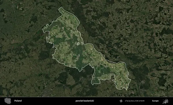 Kozienicki İlçesi. Polonya 'nın idari alanı, koyu renkli bir B uydusu görüntüsüyle vurgulandı ve özetlendi