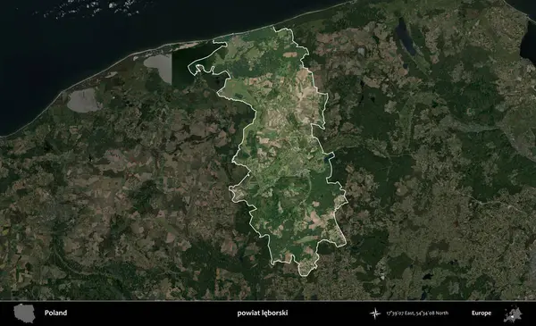 Leborski İlçesi. Polonya 'nın idari alanı, koyu renkli bir B uydusu görüntüsüyle vurgulandı ve özetlendi