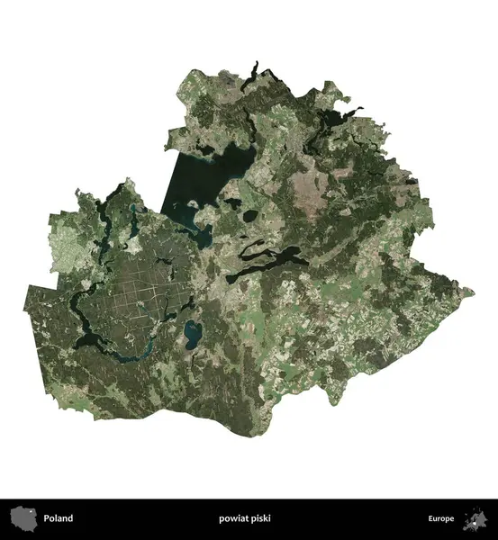 Piski İlçesi. Polonya 'nın idari bölgesi B uydusundaki görüntülerde beyazla izole edildi