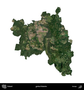 Polanow Komünü. Polonya 'nın idari bölgesi B uydusundaki görüntülerde beyazla izole edildi