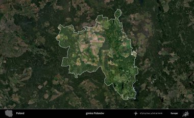 Polanow Komünü. Polonya 'nın idari alanı, koyu renkli bir B uydusu görüntüsüyle vurgulandı ve özetlendi