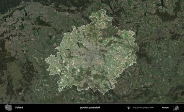 Poznanski İlçesi. Polonya 'nın idari alanı, koyu renkli bir B uydusu görüntüsüyle vurgulandı ve özetlendi