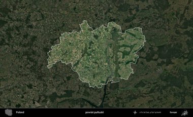 Pultuski İlçesi. Polonya 'nın idari alanı, koyu renkli bir B uydusu görüntüsüyle vurgulandı ve özetlendi