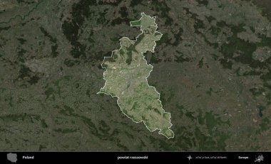 Rzeszowski İlçesi. Polonya 'nın idari alanı, koyu renkli bir B uydusu görüntüsüyle vurgulandı ve özetlendi