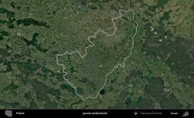 Sandomierski İlçesi. Polonya 'nın idari bölgesi B uydusundan alınan görüntülerle özetlendi