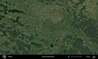 Sandomierski İlçesi. Polonya 'nın idari bölgesinde B uydusu görüntüleri