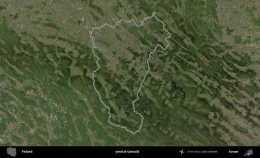 Sanocki İlçesi. Polonya 'nın idari bölgesi B uydusundan alınan görüntülerle özetlendi