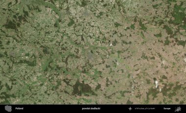 Siedlecki İlçesi. Polonya 'nın idari bölgesinde B uydusu görüntüleri