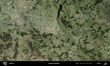 Sieradzki İlçesi. Polonya 'nın idari bölgesinde B uydusu görüntüleri