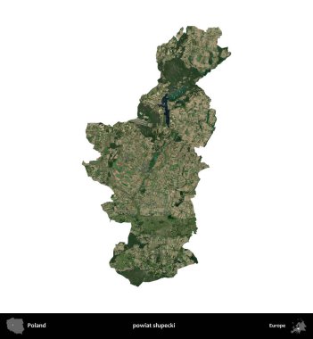 Slupecki İlçesi. Polonya 'nın idari bölgesi B uydusundaki görüntülerde beyazla izole edildi