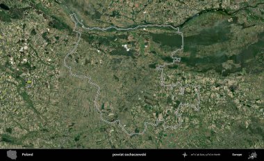 Sochaczewski İlçesi. Polonya 'nın idari bölgesi B uydusundan alınan görüntülerle özetlendi