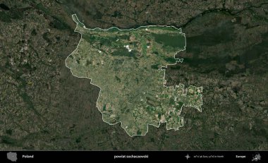 Sochaczewski İlçesi. Polonya 'nın idari alanı, koyu renkli bir B uydusu görüntüsüyle vurgulandı ve özetlendi