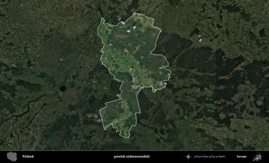 Stalowowolski İlçesi. Polonya 'nın idari alanı, koyu renkli bir B uydusu görüntüsüyle vurgulandı ve özetlendi