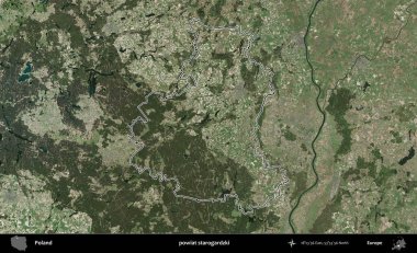 Starogardzki İlçesi. Polonya 'nın idari bölgesi B uydusundan alınan görüntülerle özetlendi