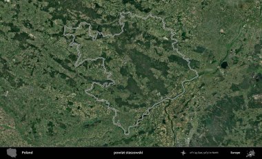 Staszowski İlçesi. Polonya 'nın idari bölgesi B uydusundan alınan görüntülerle özetlendi