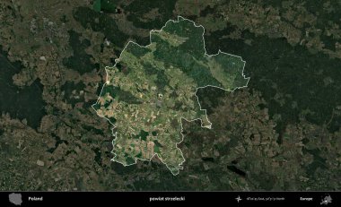 Strzelecki İlçesi. Polonya 'nın idari alanı, koyu renkli bir B uydusu görüntüsüyle vurgulandı ve özetlendi