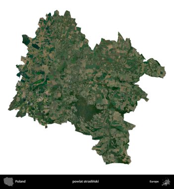 Strzelinski İlçesi. Polonya 'nın idari bölgesi B uydusundaki görüntülerde beyazla izole edildi