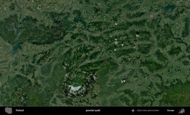 Suski ilçesi. Polonya 'nın idari bölgesinde B uydusu görüntüleri