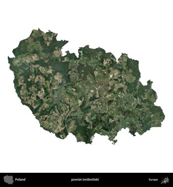 Swidwinski İlçesi. Polonya 'nın idari bölgesi B uydusundaki görüntülerde beyazla izole edildi