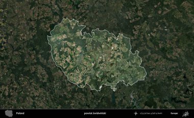 Swidwinski İlçesi. Polonya 'nın idari alanı, koyu renkli bir B uydusu görüntüsüyle vurgulandı ve özetlendi