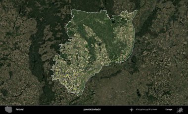 Swiecki İlçesi. Polonya 'nın idari alanı, koyu renkli bir B uydusu görüntüsüyle vurgulandı ve özetlendi