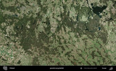 Szczycienski İlçesi. Polonya 'nın idari bölgesinde B uydusu görüntüleri