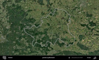 Szydlowiecki İlçesi. Polonya 'nın idari bölgesi B uydusundan alınan görüntülerle özetlendi