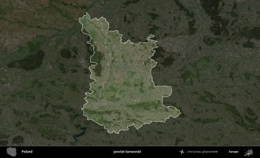 Tarnowski İlçesi. Polonya 'nın idari alanı, koyu renkli bir B uydusu görüntüsüyle vurgulandı ve özetlendi