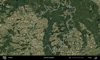 Tucholski İlçesi. Polonya 'nın idari bölgesi B uydusundan alınan görüntülerle özetlendi