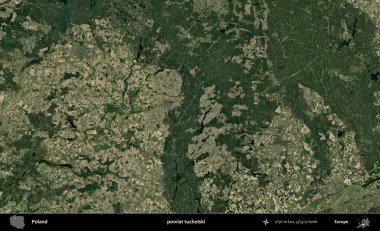 Tucholski İlçesi. Polonya 'nın idari bölgesinde B uydusu görüntüleri