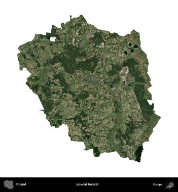 Turecki İlçesi. Polonya 'nın idari bölgesi B uydusundaki görüntülerde beyazla izole edildi