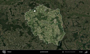 Turecki İlçesi. Polonya 'nın idari alanı, koyu renkli bir B uydusu görüntüsüyle vurgulandı ve özetlendi