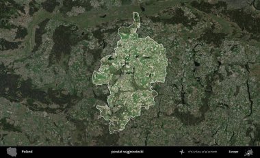 Wagrowiecki İlçesi. Polonya 'nın idari alanı, koyu renkli bir B uydusu görüntüsüyle vurgulandı ve özetlendi