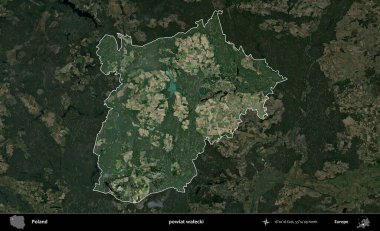Walecki İlçesi. Polonya 'nın idari alanı, koyu renkli bir B uydusu görüntüsüyle vurgulandı ve özetlendi