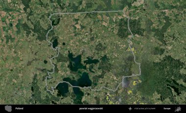 Wegorzewski İlçesi. Polonya 'nın idari bölgesi B uydusundan alınan görüntülerle özetlendi