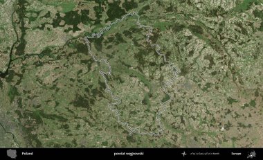 Wegrowski İlçesi. Polonya 'nın idari bölgesi B uydusundan alınan görüntülerle özetlendi
