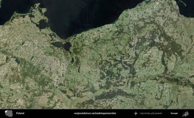 Zachodniopomorskie Eyaleti. Polonya 'nın idari bölgesi B uydusundan alınan görüntülerle özetlendi