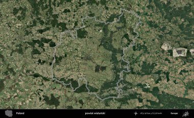 Wielunski İlçesi. Polonya 'nın idari bölgesi B uydusundan alınan görüntülerle özetlendi