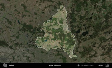 Wlodawski İlçesi. Polonya 'nın idari alanı, koyu renkli bir B uydusu görüntüsüyle vurgulandı ve özetlendi