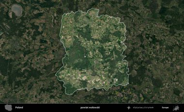 Wolowski İlçesi. Polonya 'nın idari alanı, koyu renkli bir B uydusu görüntüsüyle vurgulandı ve özetlendi